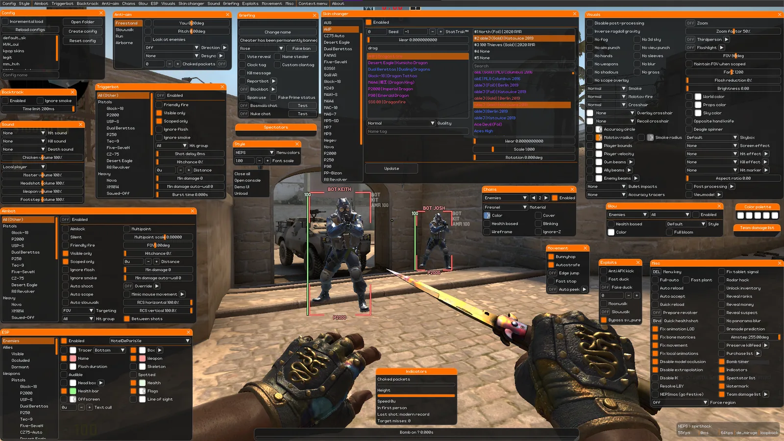 FLOWSENSE menu with all panels open